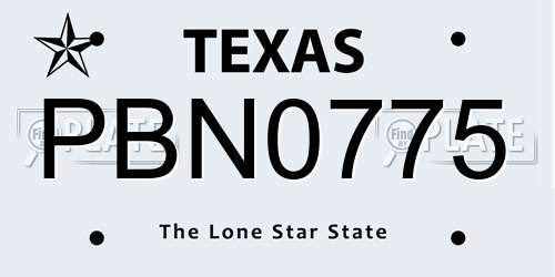 PBN0775 Texas License Plate