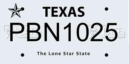 PBN1025 Texas License Plate