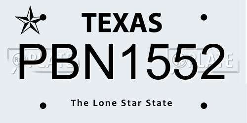 PBN1552 Texas License Plate