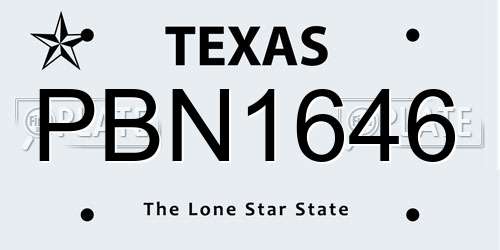 PBN1646 Texas License Plate