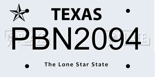 PBN2094 Texas License Plate