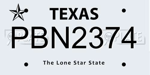 PBN2374 Texas License Plate