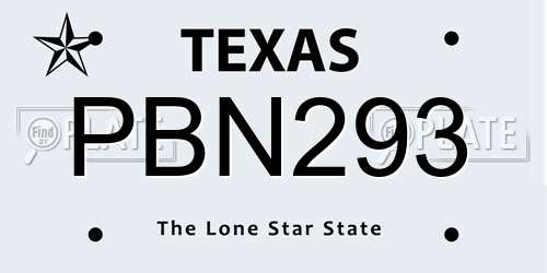 PBN293 Texas License Plate