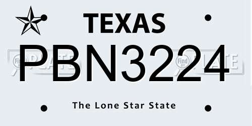PBN3224 Texas License Plate