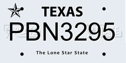 PBN3295 Texas License Plate