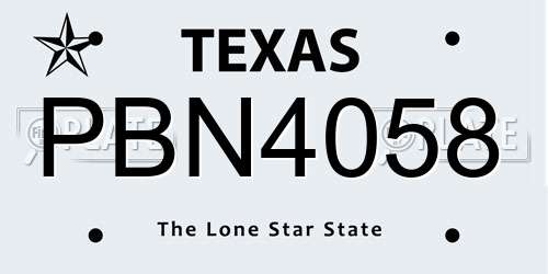 PBN4058 Texas License Plate