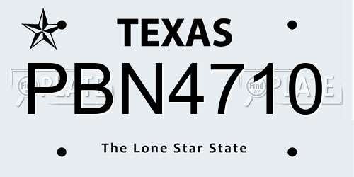 PBN4710 Texas License Plate