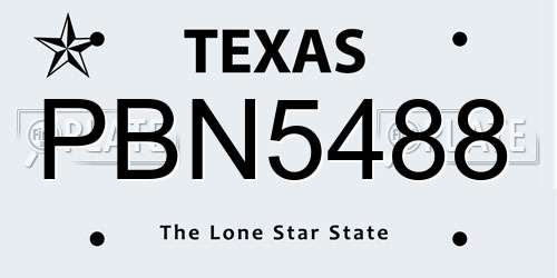 PBN5488 Texas License Plate