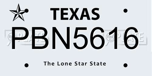 PBN5616 Texas License Plate