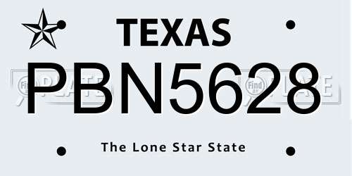 PBN5628 Texas License Plate