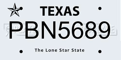 PBN5689 Texas License Plate