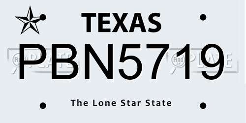 PBN5719 Texas License Plate