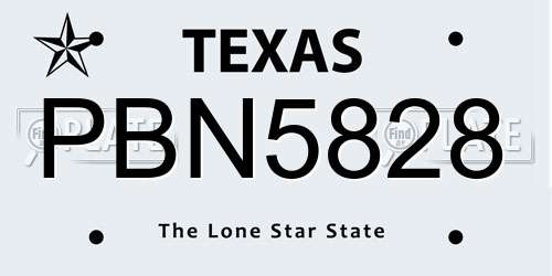 PBN5828 Texas License Plate