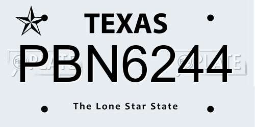 PBN6244 Texas License Plate
