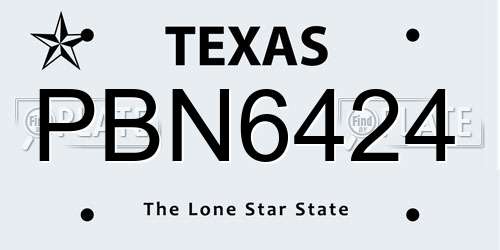 PBN6424 Texas License Plate