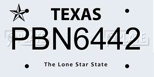 PBN6442 Texas License Plate