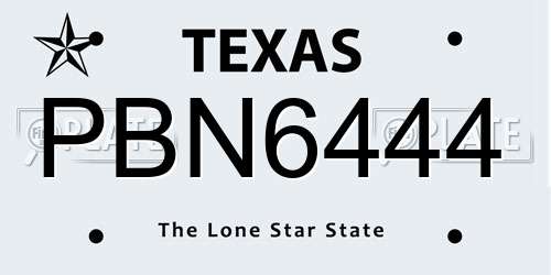 PBN6444 Texas License Plate