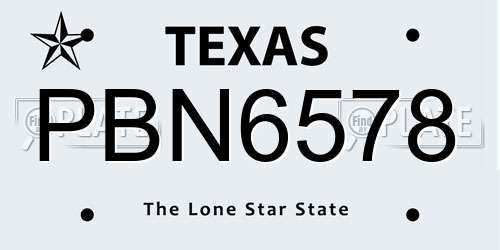 PBN6578 Texas License Plate