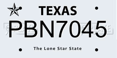 PBN7045 Texas License Plate