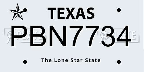 PBN7734 Texas License Plate