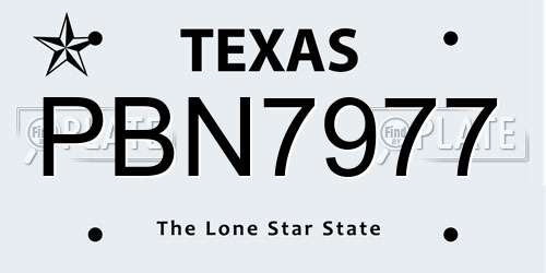 PBN7977 Texas License Plate