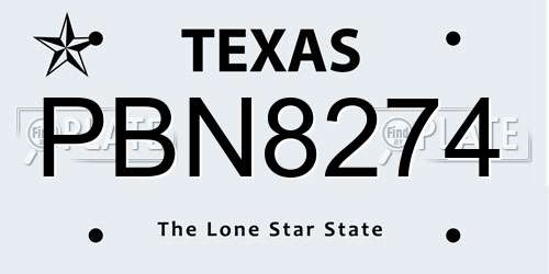 PBN8274 Texas License Plate