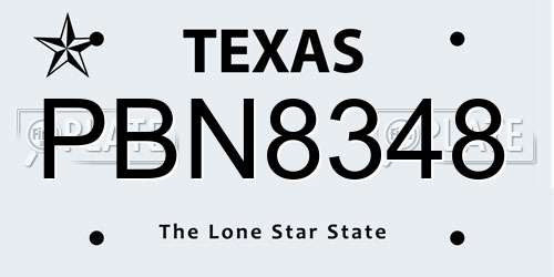 PBN8348 Texas License Plate