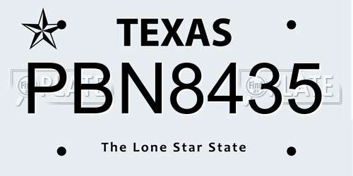 PBN8435 Texas License Plate