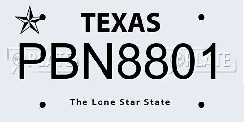 PBN8801 Texas License Plate