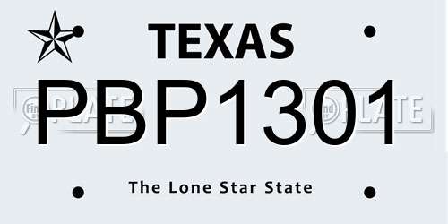 PBP1301 Texas License Plate