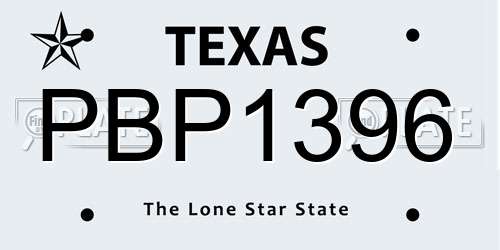 PBP1396 Texas License Plate