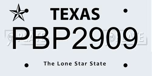 PBP2909 Texas License Plate