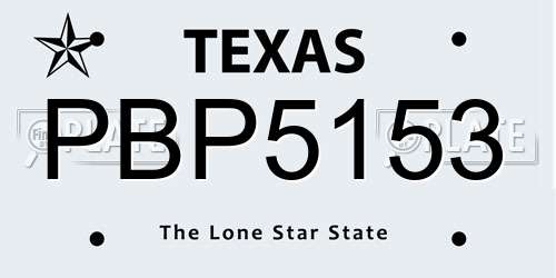 PBP5153 Texas License Plate