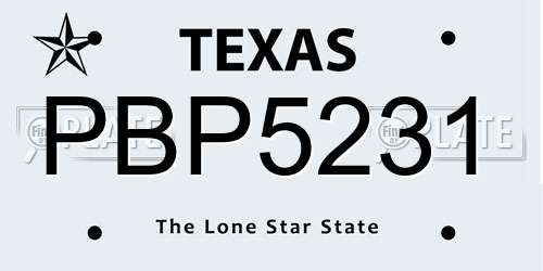 PBP5231 Texas License Plate