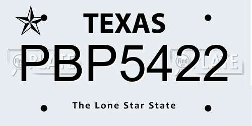 PBP5422 Texas License Plate