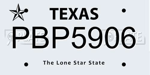 PBP5906 Texas License Plate