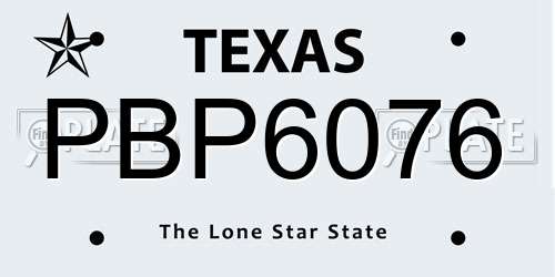 PBP6076 Texas License Plate