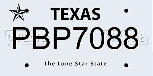 PBP7088 Texas License Plate