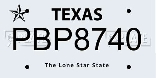 PBP8740 Texas License Plate
