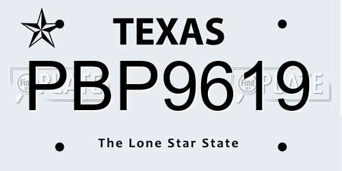 PBP9619 Texas License Plate