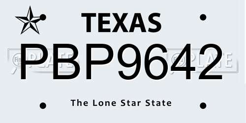 PBP9642 Texas License Plate