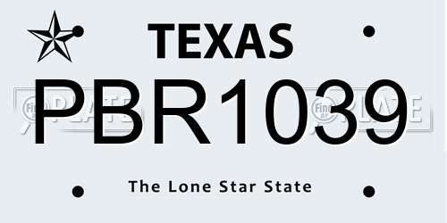 PBR1039 Texas License Plate