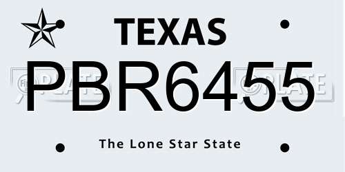 PBR6455 Texas License Plate