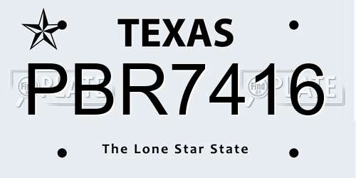 PBR7416 Texas License Plate