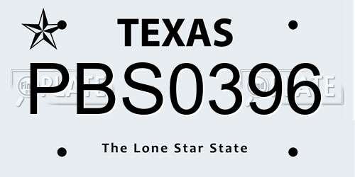 PBS0396 Texas License Plate