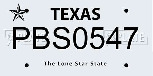 PBS0547 Texas License Plate