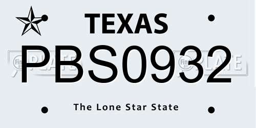 PBS0932 Texas License Plate