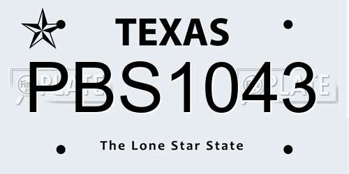PBS1043 Texas License Plate