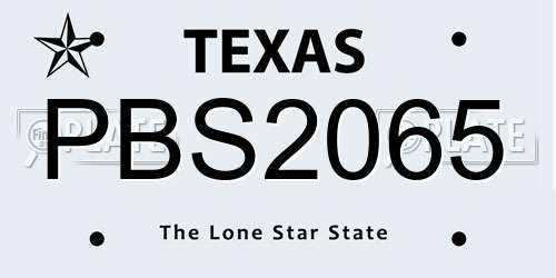 PBS2065 Texas License Plate