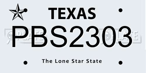 PBS2303 Texas License Plate